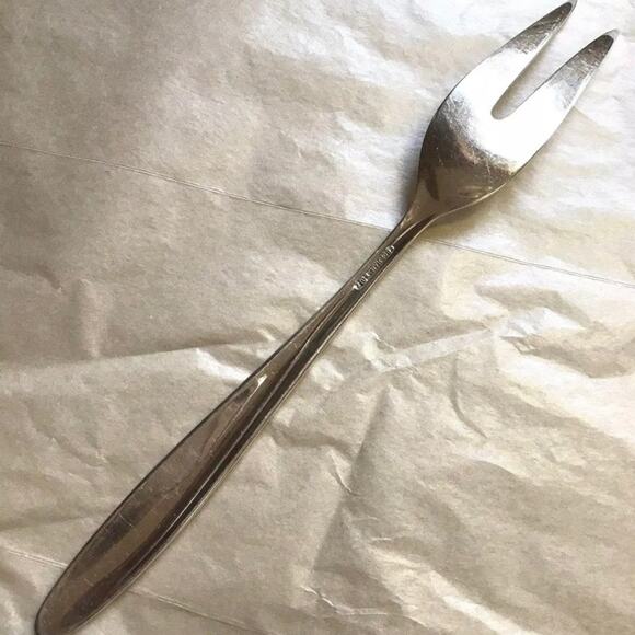 Gorham Silverplated cold meat fork Flower Song 1955 2 tines mid retro pattern - Picture 5 of 8